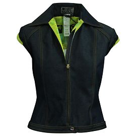 Gianni Versace Chaleco vaquero vintage con forro estampado neón Otro