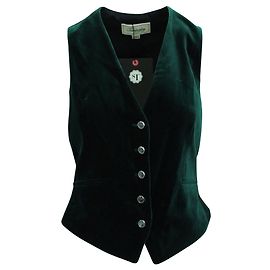 Temperley London Chaleco Elegante Terciopelo Verde Oscuro Verde