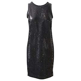 Michael Kors-Michael Kors Sequin-Embellished Sleeveless Dress in Black Polyester-Black