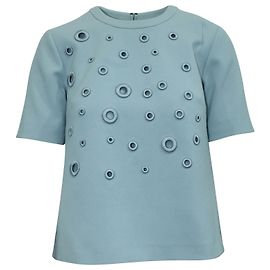 Calvin Klein Hellblaues Top mit gestickten Ösen Blau