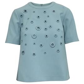Calvin Klein-Light Blue Top with Embroidered Eyelets-Blue