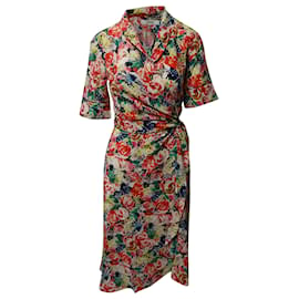 Ganni-Ganni Vestido drapeado com estampa floral em seda multicolorida-Outro