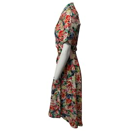 Ganni-Ganni Drapiertes Kleid mit Blumenmuster aus mehrfarbiger Seide-Andere