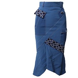 Saia Geométrica Peter Pilotto em Viscose Azul Azul