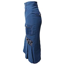 Peter Pilotto-Peter Pilotto Geometric Skirt in Blue Viscose-Blue
