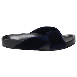 Chloé Chloe Nolan Slides Sandalen aus blauem Samt Blau
