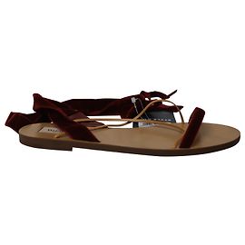 Valentino Flat Sandals in Red Leather Red