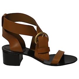 Chloé-Chloe Nils Block Heeled Sandals in Brown Leather-Brown