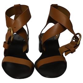 Chloé-Chloe Nils Block Heeled Sandals in Brown Leather-Brown