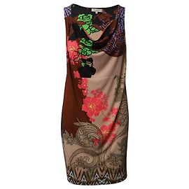 Etro Sleeveless Cowl-neck Dress in Multicolor Polyester Other Python print