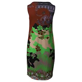 Etro-Etro Ärmelloses Kleid mit Wasserfallausschnitt aus mehrfarbigem Polyester-Mehrfarben