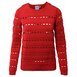 Herve Leger-Herve Leger Stretch-Knit Bandage Pullover in Red Rayon -Red