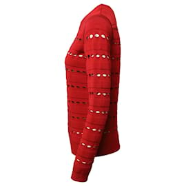 Herve Leger-Herve Leger Stretch-Strick-Bandage-Pullover aus rotem Viskose-Rot