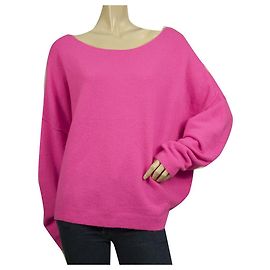 American Vintage Rosa U-Boot-Ausschnitt Raglanärmel Pullover Strickoberteil Größe M / L Fuschia