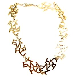 Chanel-Chanel Gold CC Spelled Out 9 Motif Charms Choker Necklace-Golden