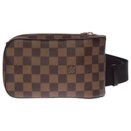 Louis Vuitton-Magnificent Louis Vuitton Geronimos shoulder bag in brown checkerboard leather, garniture en métal doré-Brown