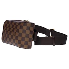 Louis Vuitton-Magnificent Louis Vuitton Geronimos shoulder bag in brown checkerboard leather, garniture en métal doré-Brown