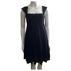 Marchesa-Marchesa Notte silk and lace dress-Black