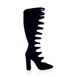 Yves Saint Laurent Saint Laurent Black Cut Out Suede High Cage Boots Szie 39 Black