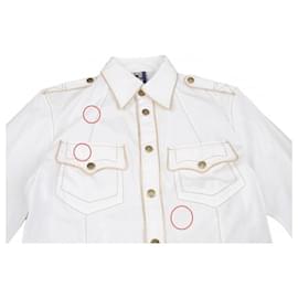 Jean Paul Gaultier-[Occasion] Jeans Paul Gaultier Jean's Paul GAULTIER Piping Design Military Shirt-Blanc