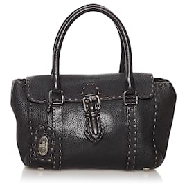 Fendi-Sac à main Fendi Selleria Mini Linda en cuir marron-Marron,Marron foncé