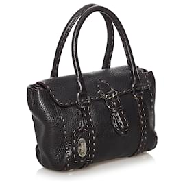 Fendi-Sac à main Fendi Selleria Mini Linda en cuir marron-Marron,Marron foncé