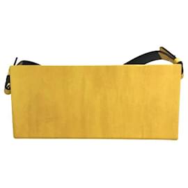 Fendi-*FENDI FENDI logo horizontal BOX type shoulder bag leather unisex yellow / black-Yellow