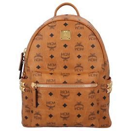 MCM Women Stark Side Studs Backpack In Brown Visetos Brown