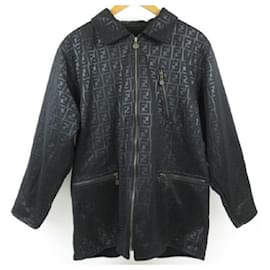 Fendi-*FENDI FENDI Reversible Jacket Zucca Pattern Clothes Blouson Cotton Black Men-Black,Beige