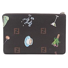 Fendi-*Fendi bag men's clutch bag dark brown calf FENDI-Brown