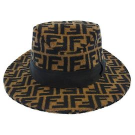 Fendi (Fendi) Zucca pattern design middle fold ribbon hat brown Brown