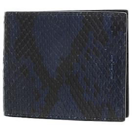 Fendi-*Fendi Bi-Fold Wallet Purse Python Blue / Black-Black