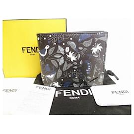 Fendi-*FENDI FENDI Bugs Eye Monster Leather Folded Wallet Compact Wallet Compact Wallet Men's Black-Black