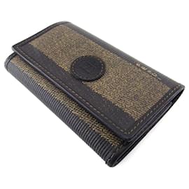 Fendi-*FENDI Key Case 6 consecutive key cases Women's Men's Pecan Black Beige Gold PVC x Leather FENDI-Black