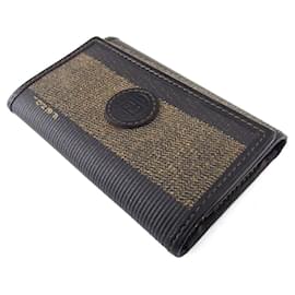 Fendi-*FENDI Key Case 6 consecutive key cases Women's Men's Pecan Black Beige Gold PVC x Leather FENDI-Black