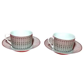 Hermès-Hermes 2 Breakfast Cup and Saucer Mosaique au 24 platinum-Silvery,White