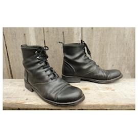 Autre Marque-all leather laced ankle boots made in Italy p 38-Black
