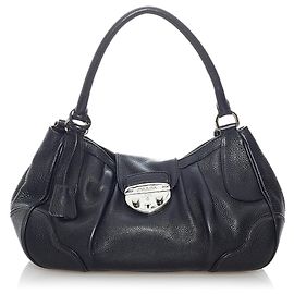 Borsa a tracolla in pelle nera Sound Lock di Prada Nero