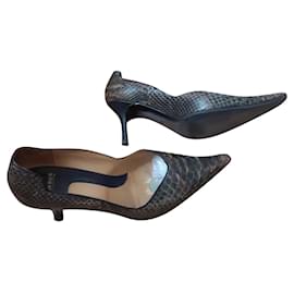 Autre Marque Stefan Back Python Pumps Khaki Brown Python print
