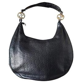Gucci Hello Leather Handbag Black Black