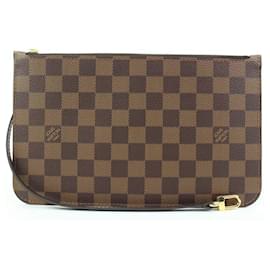 Louis Vuitton-Damier Ebene Neverfull Pochette MM or GM Wristlet Pouch-Other