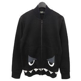 *FENDI Bag Bugs Bomber Jacket Bag Bugs Sweat Bomber Jacket Monster Black Size: S Black