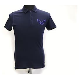 Fendi-[FENDI] Monster polo shirt Short sleeve size 48 Navy Men's Made in Italy-Navy blue