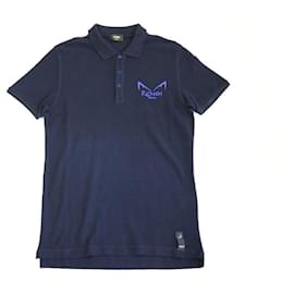 Fendi-[FENDI] Monster polo shirt Short sleeve size 48 Navy Men's Made in Italy-Navy blue