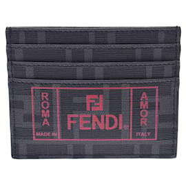 Fendi-FENDI Zucca Pattern Pass Case Gray / Black Unisex PVC Card Case Unused FENDI-Black,Grey