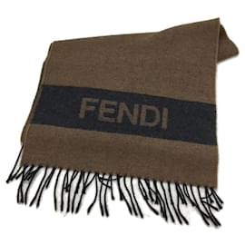 Fendi-FENDI ◆ Muffler / Wool / BRW / Plain / Unisex-Brown