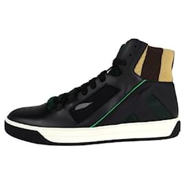 Fendi-FENDI FENDI sneakers Notation size 9 Leather Black Green High cut Reference size 28cm-Black