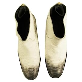 Zadig & Voltaire-Botins Zadig & Voltaire Teddy Branco Pele de Cobra Ankle Boot Boots de Couro 36-Branco