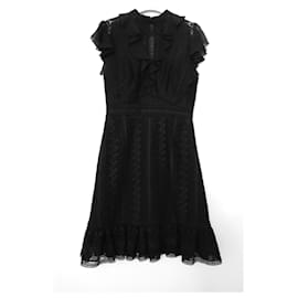 Three Floors Fashion-Dreistöckiges Minikleid aus schwarzer Spitze-Schwarz