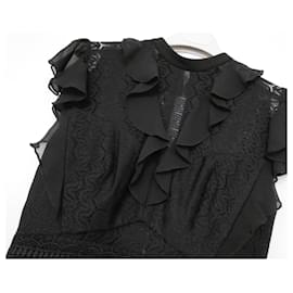 Three Floors Fashion-Mini-robe en dentelle noire à trois étages-Noir